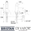 Bristan Quadrato Basin Mixer Pop-Up Waste Dimensions